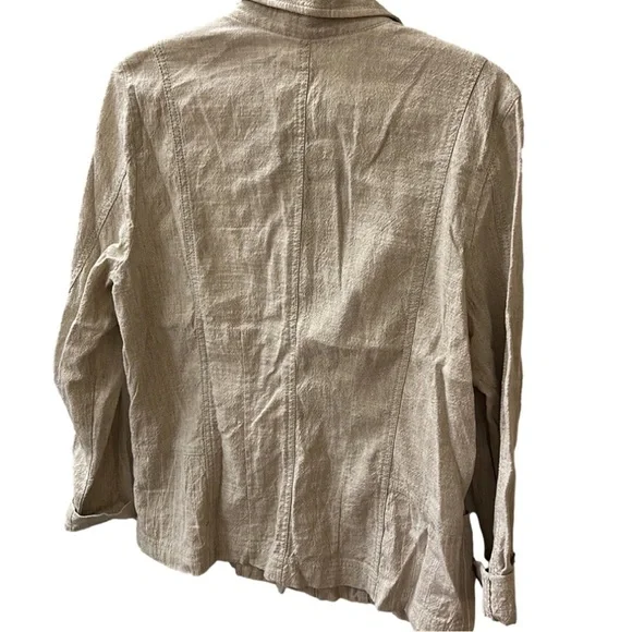 🍋Eric Alexandre Beige Linen Shirt Jacket with pockets size 42 (fits like 6) - Picture 5 of 8